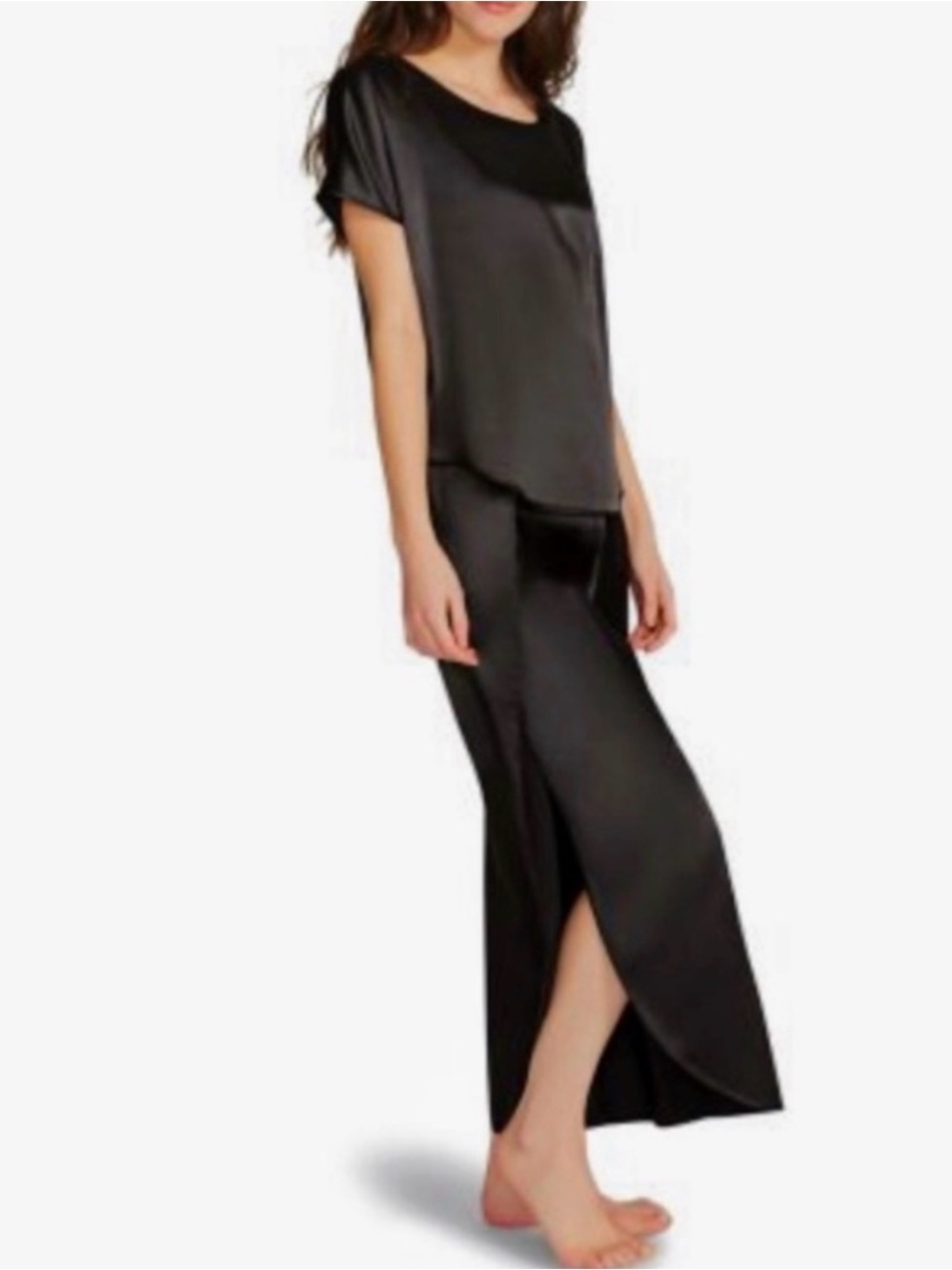 NEW! BB DAKOTA Black Satin Two-Piece Lounge Set Size S